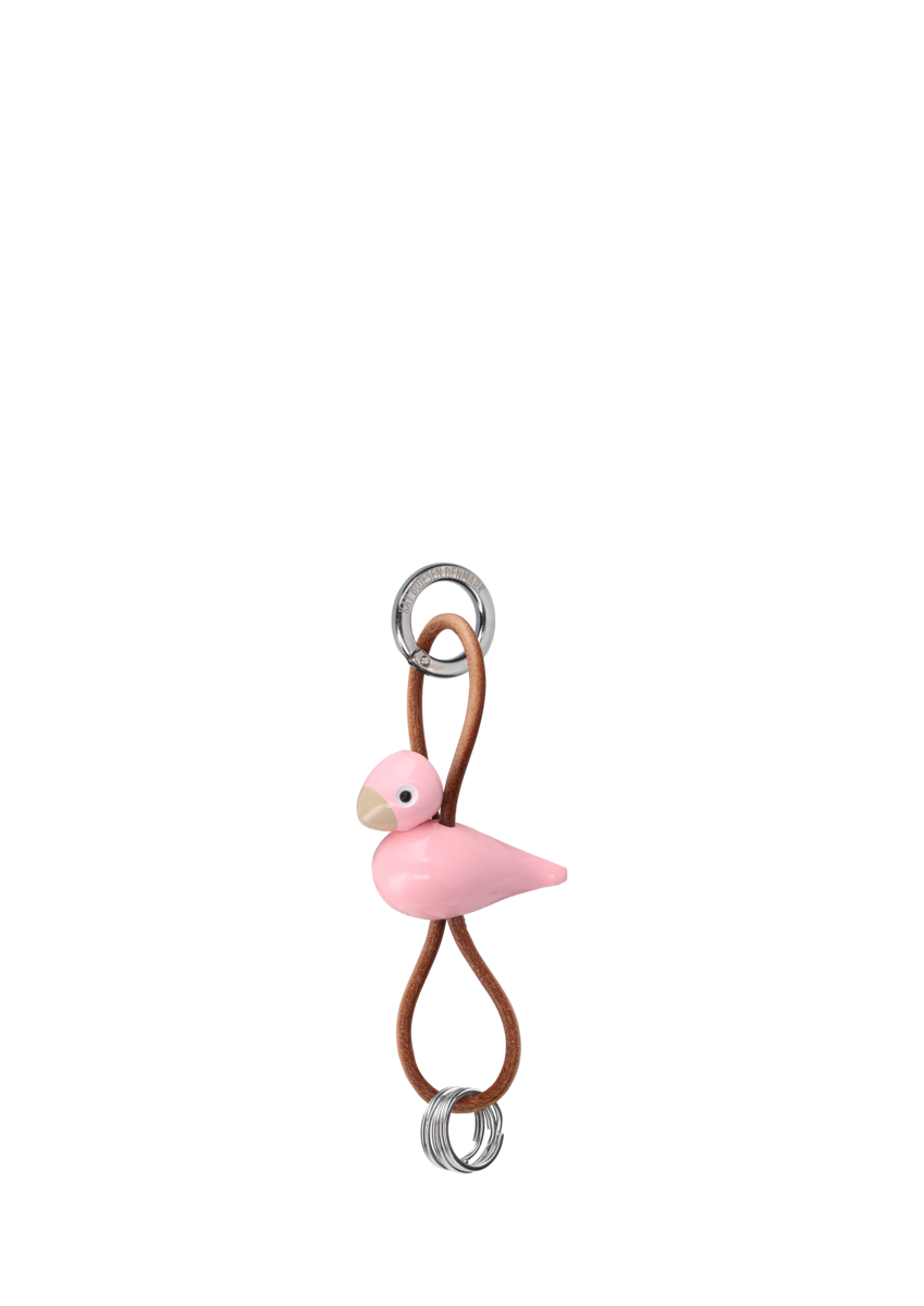 Fugl Sølvtonet nøglering - rosa